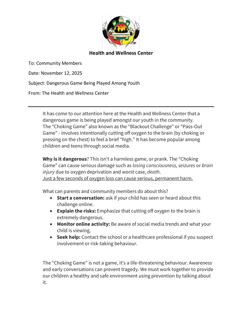 Suffocation Game Important Health Advisory: Dangerous Game Being Played Among Youth ...